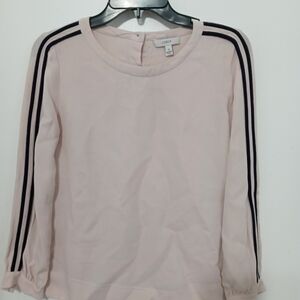 J. Crew Long Striped Sleeve 100% Viscose blouse with button at back of neck